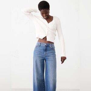 Banana Republic Mid Rise Wide Leg Jeans Frayed Hem Medium-Light Wash size 26/2